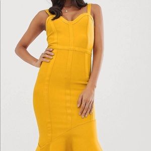 ASOS mustard colored bandage dress